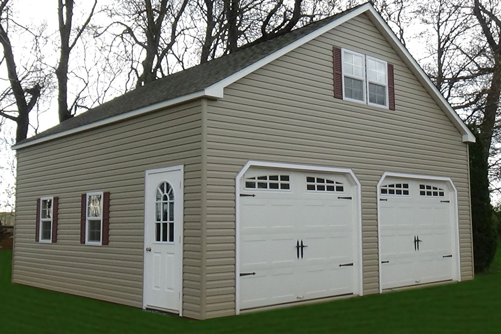 2Story Double Wide Garage Vinyl Amish Backyard Structures