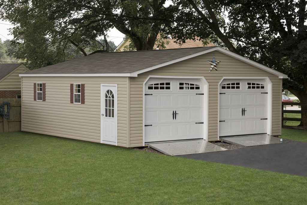 2-Car Garage - Vinyl - Amish Backyard Structures